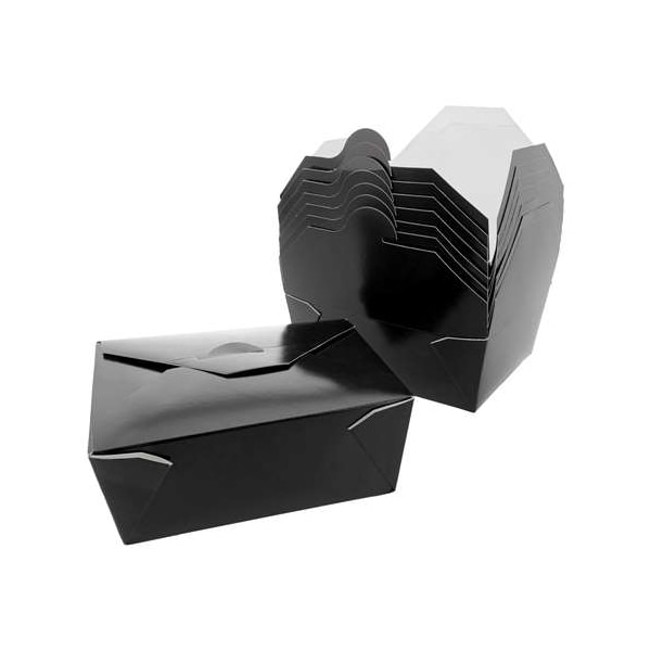 Royal 6x4.75x2.5 #8 Black Folded Takeout Box, PK300